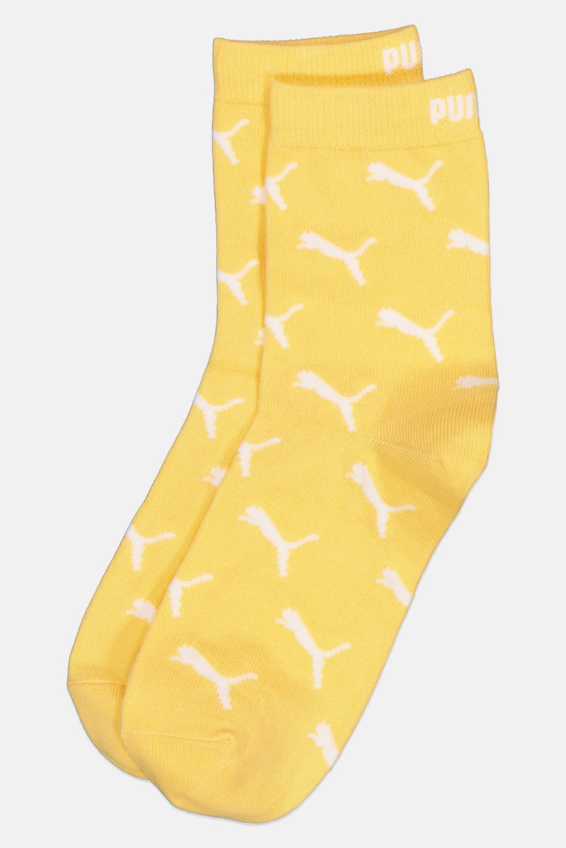 PUMA Women Brand Logo Crew Socks, Yellow - Image 2