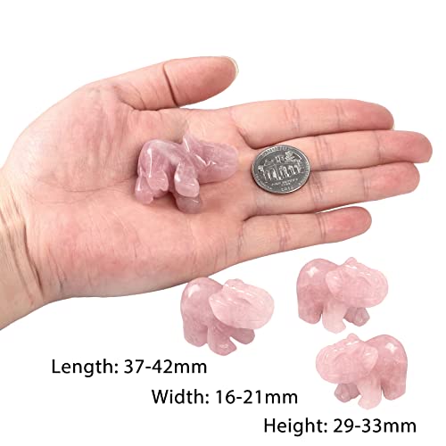SUNYIK 1.5 Inch Rose Quartz Elephant Figurine, Healing Stone Elephant with Trunk Up Good Luck Desk Decor for Office Home - Image 2
