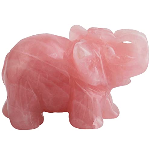 SUNYIK 1.5 Inch Rose Quartz Elephant Figurine, Healing Stone Elephant with Trunk Up Good Luck Desk Decor for Office Home - Image 4