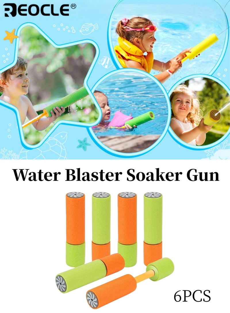 REOCLE 6PCS Foam Water Blaster Soaker Guns Shooter Noodles Pump Summer Pool Toys for Outdoor Beach Yard Play and Swimming Party Games for Kids Boys Girls and Adults - Image 1