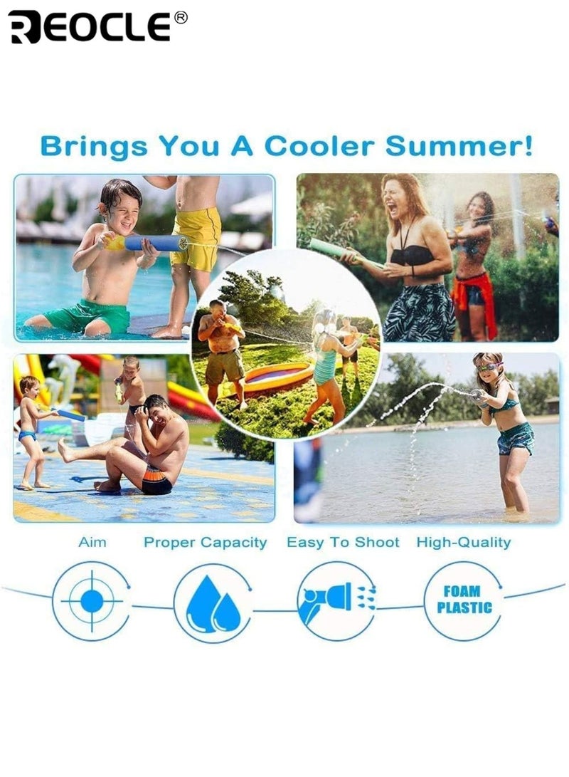 REOCLE 6PCS Foam Water Blaster Soaker Guns Shooter Noodles Pump Summer Pool Toys for Outdoor Beach Yard Play and Swimming Party Games for Kids Boys Girls and Adults - Image 4
