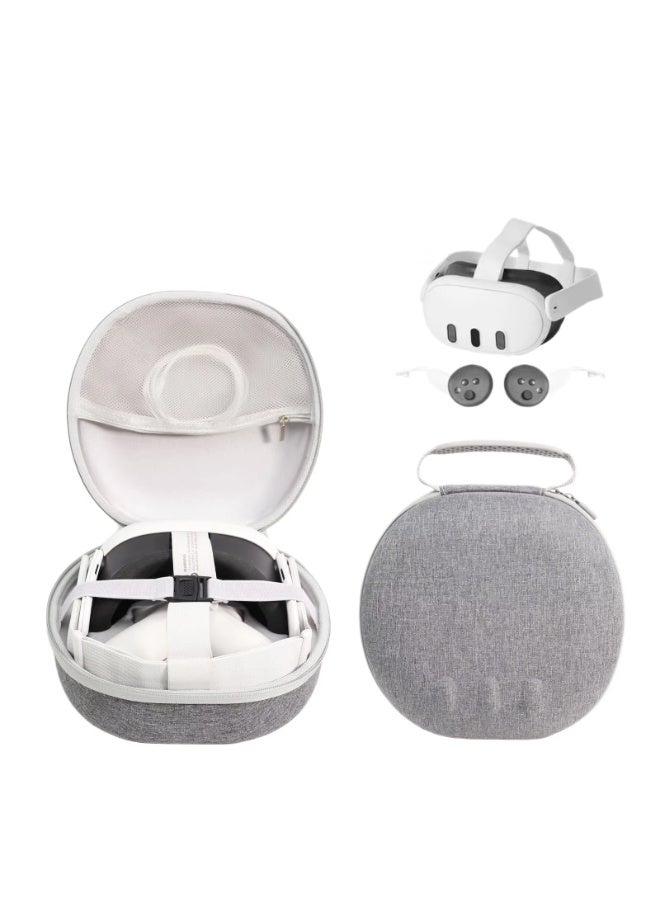 حقيبة حمل واقية لجهاز Meta Quest 3 VR، جراب تخزين محمول بسحاب، صندوق منظم للسفر لنظارة الواقع الافتراضي وملحقاتها، رمادي - Image 1
