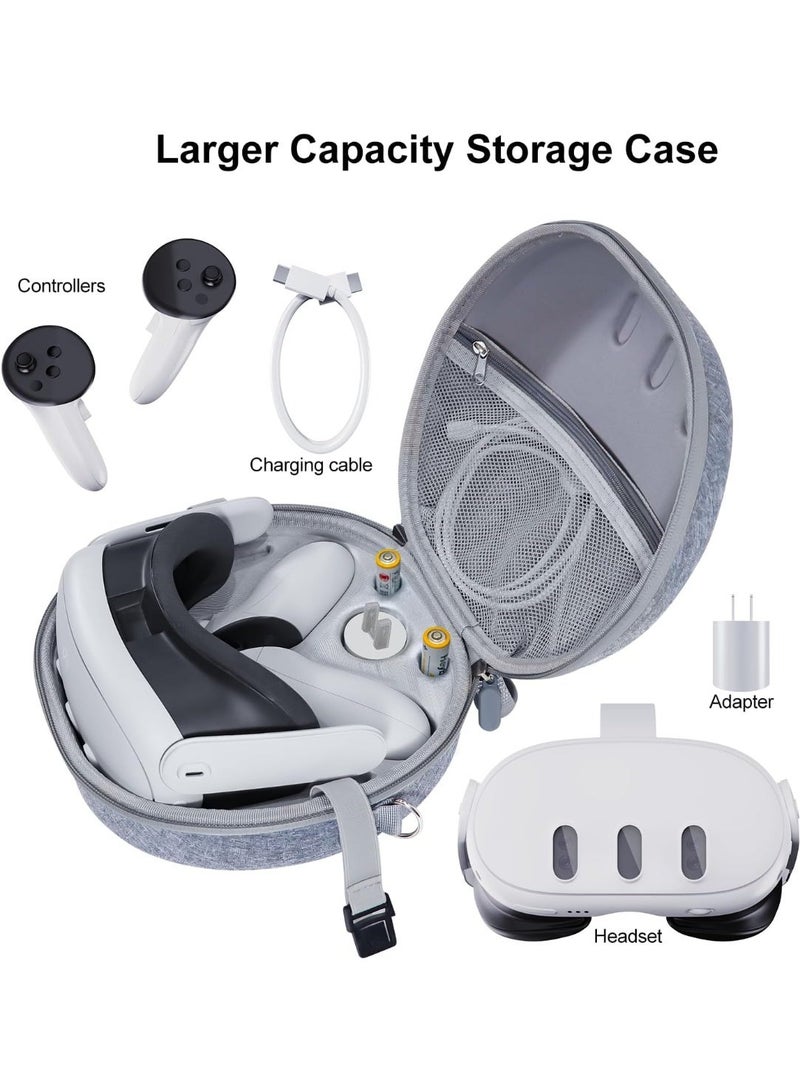 حقيبة حمل واقية لجهاز Meta Quest 3 VR، جراب تخزين محمول بسحاب، صندوق منظم للسفر لنظارة الواقع الافتراضي وملحقاتها، رمادي - Image 3