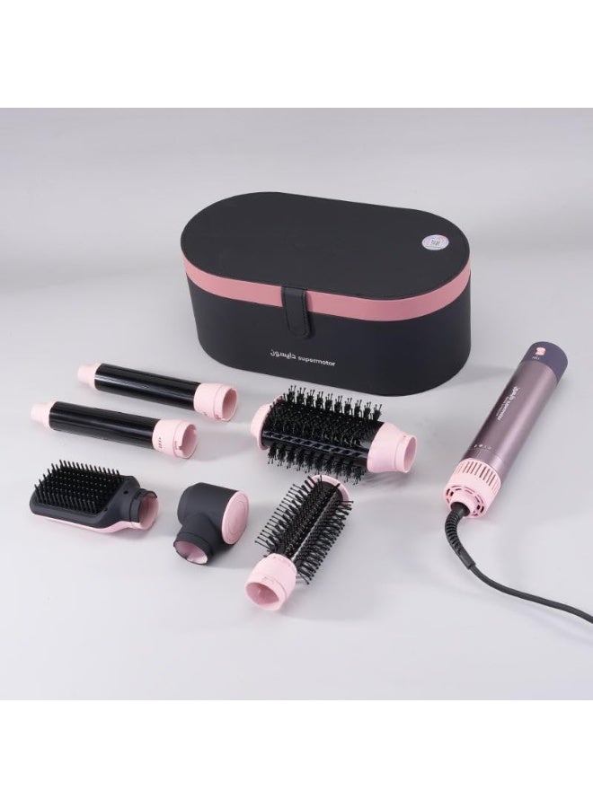 ENZO Professional مجموعة أدوات تصفيف الشعر المتعددة الوظائف إنزو 6 في 1 | EN-4133-5 مكواة شعر سوداء، فرشاة حجم ساخنة، مكواة تجعيد دوارة تلقائية بدرجة حرارة من 50°C إلى 110°C | 1500 واط... - Image 2