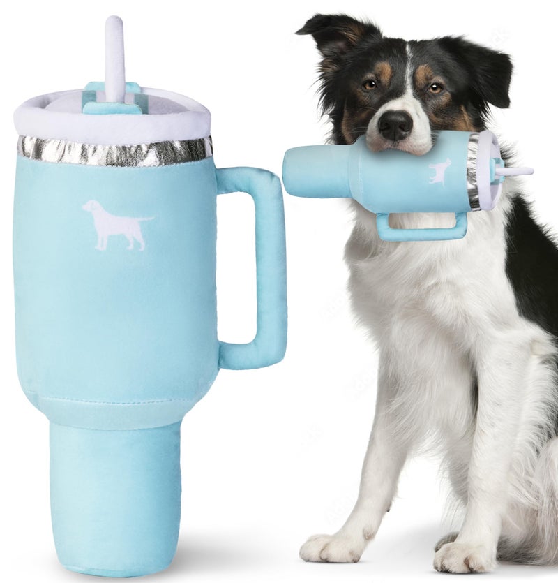 PUPROAR Pup Cup Tumbler Dog Toy, Cute Girl Dog Toys and Birthday Gift, Squeaky & Plush Puppy Present (Mint Green) - Image 1