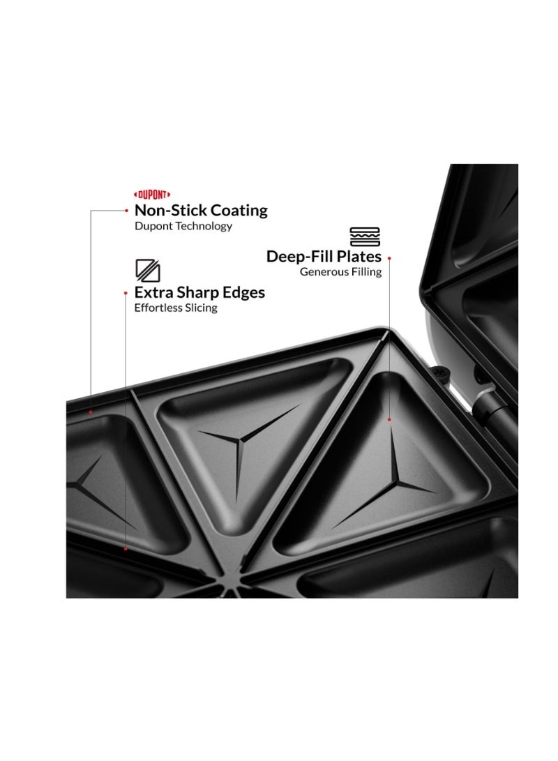 Feller Germany 1200W 4 Slice Sandwich Maker, Non-Stick DuPont Coating, Auto Temperature Control, 3 LED Indicator, Cool-Touch Handle, Easy to Clean, 2Y Guarantee SM400 UAE - Image 5