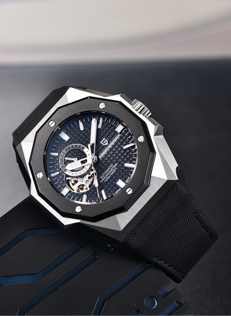 PAGANI DESIGN New Fashion Men's Automatic Mechanical Watches, 42MM Stainless Steel Frame With Synthetic Sapphire Watch Window And Luminous Hands, Leather Strap, Fashionable And Versatile, PD YS010 - Image 2