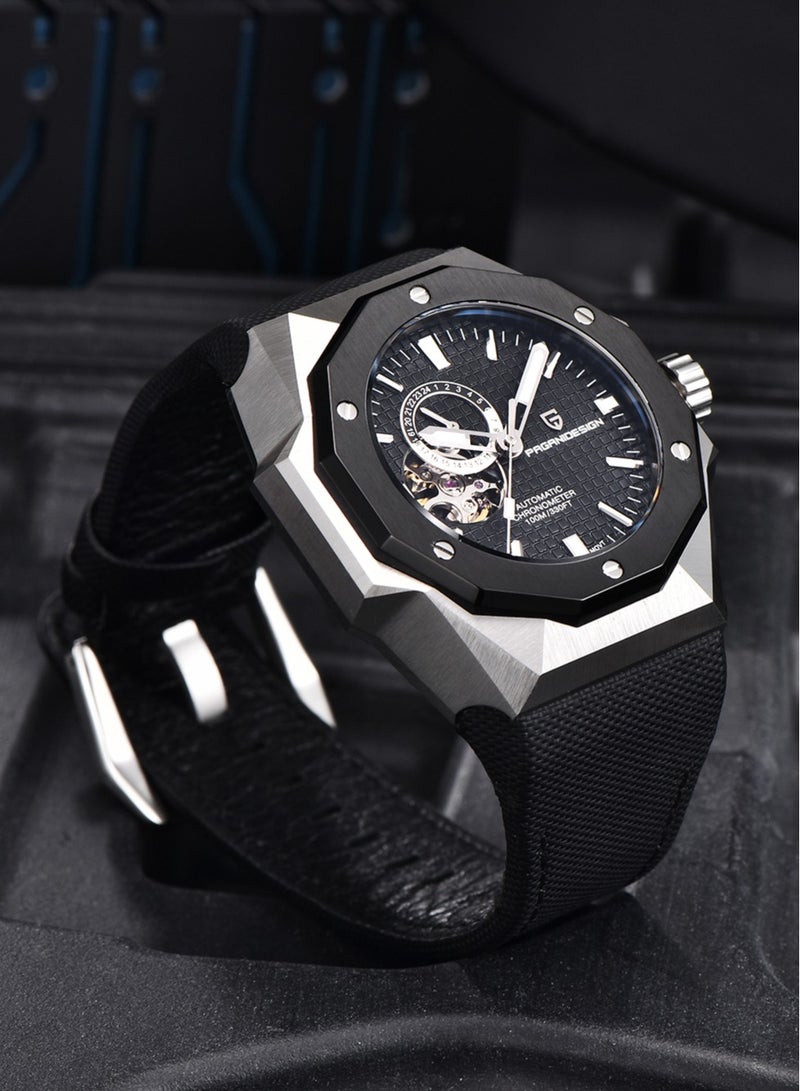 PAGANI DESIGN New Fashion Men's Automatic Mechanical Watches, 42MM Stainless Steel Frame With Synthetic Sapphire Watch Window And Luminous Hands, Leather Strap, Fashionable And Versatile, PD YS010 - Image 4