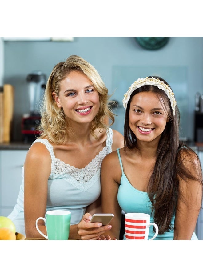 طوق رأس أنيق بتصميم زهور عتيق للنساء، طوق رأس عريض مرصع بأحجار الراين لحفلات الزفاف، أبيض - Image 4