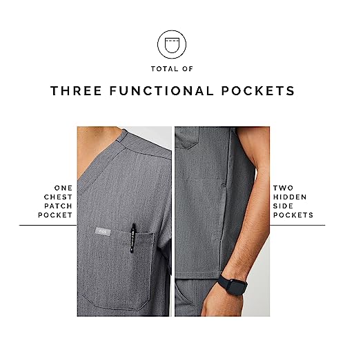 FIGS Chisec Three-Pocket Scrub Top for Men – Graphite, L - Image 5