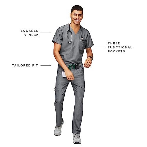 FIGS Chisec Three-Pocket Scrub Top for Men – Graphite, L - Image 2
