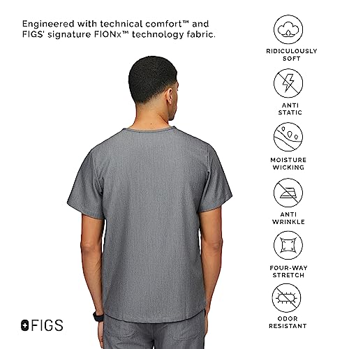 FIGS Chisec Three-Pocket Scrub Top for Men – Graphite, L - Image 3