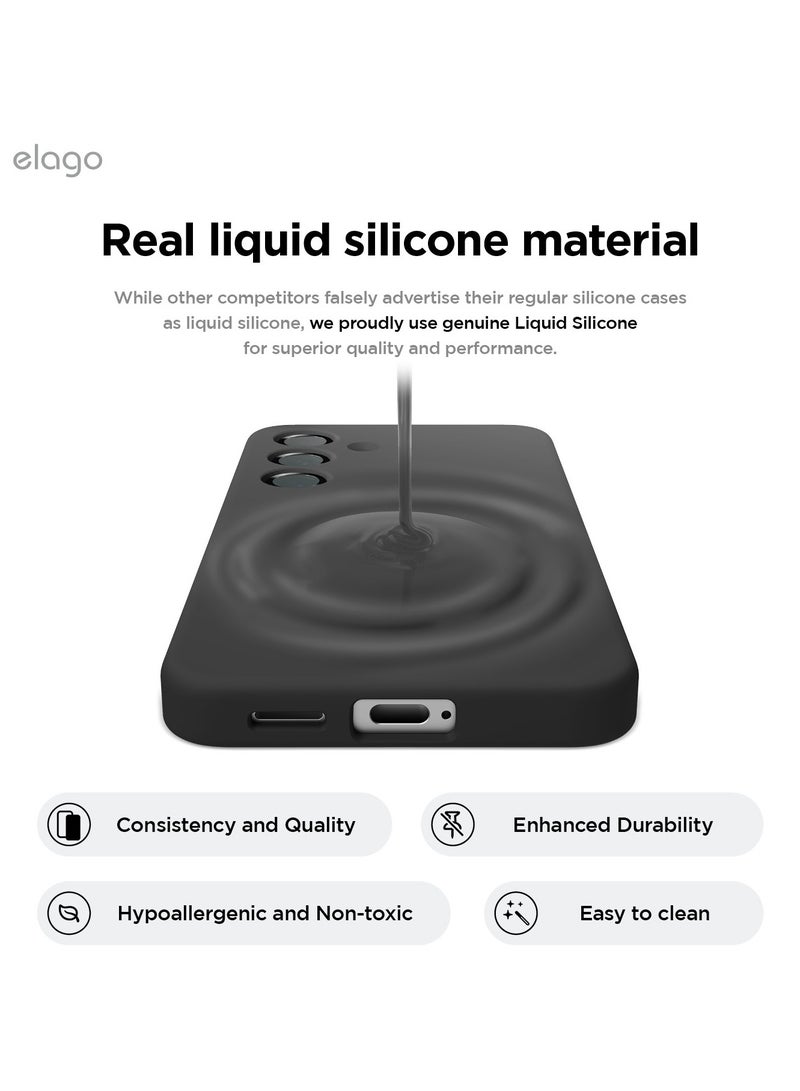 Elago Liquid Silicone for Samsung Galaxy S25 PLUS Case Cover Full Body Screen Camera Protective, Shockproof, Slim, Anti-Scratch Soft Microfiber Lining - Black - Image 4
