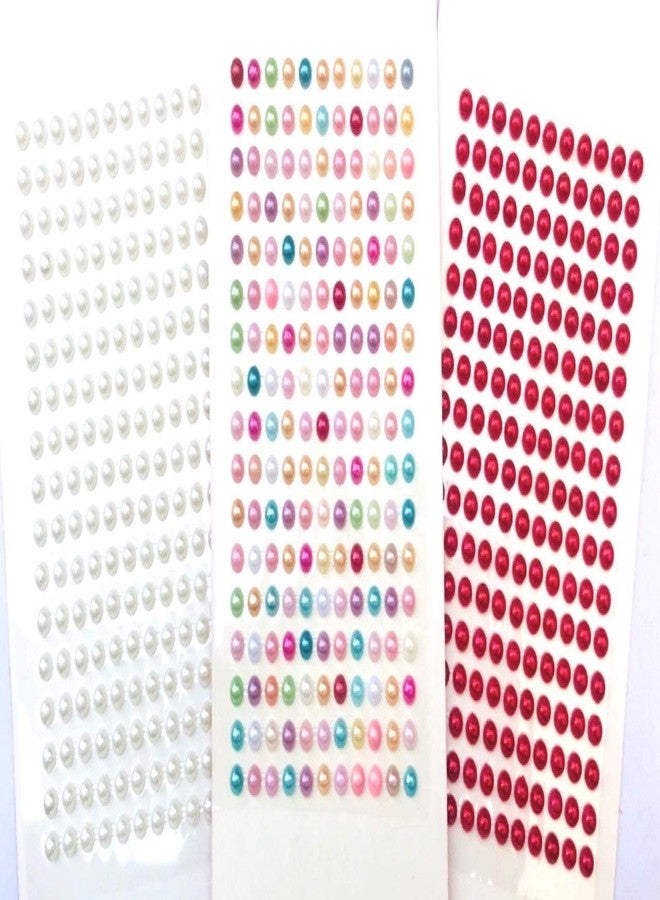 KRAFTMASTERS KRAFTMASTER ® 3 Sheets Pearl Multi Color Crystal Stone Beads Stickers for Art N Craft Random Desgin (Set of 3) - Image 5