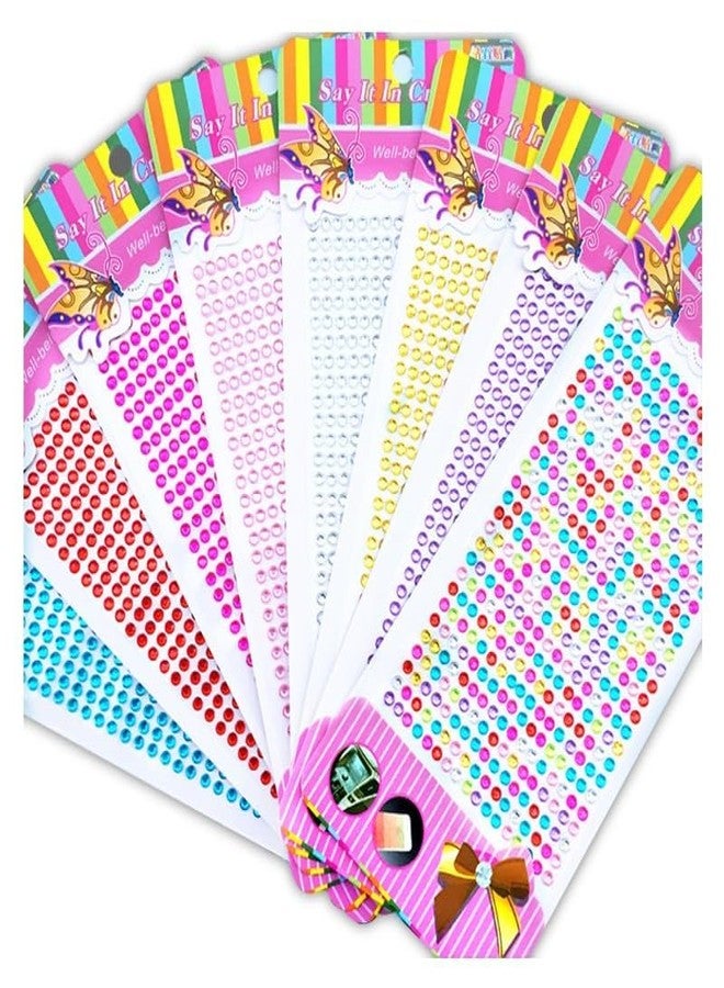 KRAFTMASTERS KRAFTMASTER ® 3 Sheets Pearl Multi Color Crystal Stone Beads Stickers for Art N Craft Random Desgin (Set of 3) - Image 1