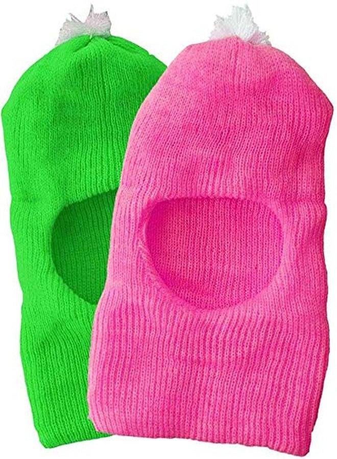 Madhavi Baby Boy's & Baby Girl's Soft Woolen Monkey Cap Pack of 2 (Green & Light Pink,4-5 Years) - Image 1
