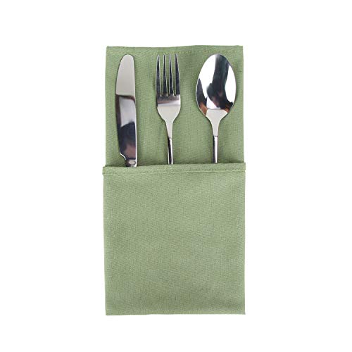 INFEI Solid Color Cotton Blended Dinner Cloth Napkins - Set of 12 (17 x 17 inches) - for Events & Home Use (Olive Green) - Image 2