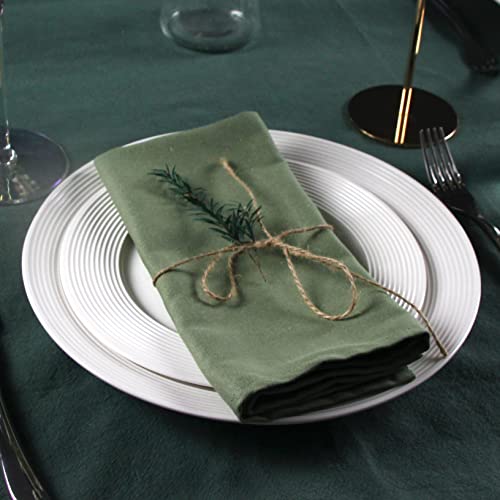 INFEI Solid Color Cotton Blended Dinner Cloth Napkins - Set of 12 (17 x 17 inches) - for Events & Home Use (Olive Green) - Image 3