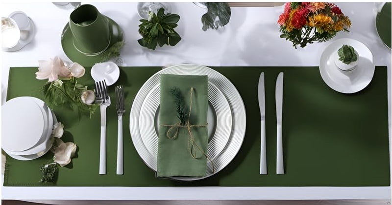 INFEI Solid Color Cotton Blended Dinner Cloth Napkins - Set of 12 (17 x 17 inches) - for Events & Home Use (Olive Green) - Image 5