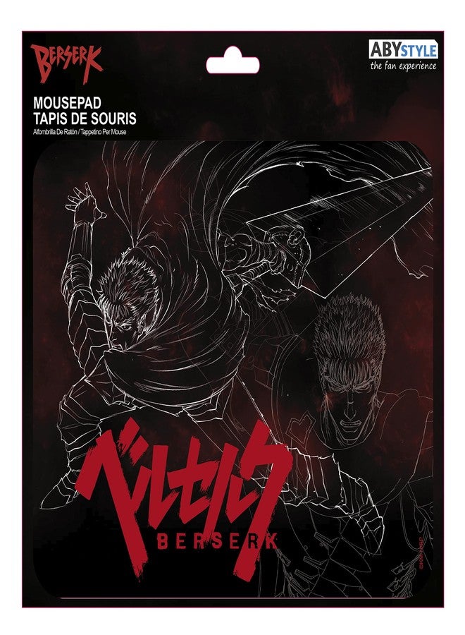 أبيستايل لوحة ماوس ABYSTYLE Berserk Guts مربعة الشكل، 9.25 بوصة طول × 7.7 بوصة ارتفاع، تتميز بالدقة والسرعة وقاعدة مطاطية مانعة للانزلاق، مستوحاة من شخصيات الأنمي والمانغا، تُعدّ من إكسسوارات المكتب المثالية. - Image 2