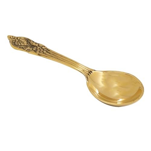 Putrika Traditional Handcrafted Brass Utensil Serving Spoon | Brass Cookware | Tableware | Dinnerware (Engraved Oval Ladle) - Image 3