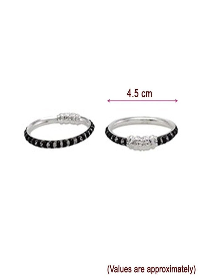 MOONPLUS Sterling Silver Nazariya Newborn Baby Anklets & Bangle Set - Velli Valayal | Chandi Payal | Kolusu | Dishti Pusalu | Karugamani Bracelet | Both Hand & Leg | For Baby Girl & Boy - Image 3