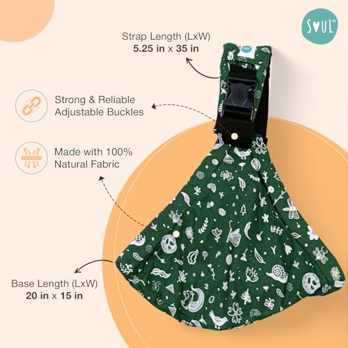 Soulslings Imbu Buckle Hip Sling Baby Carrier -100% Cotton - Forest | Baby Toddler Carrier | Baby Sling Carrier | Lightweight Sling Baby Carrier for Babies & Toddlers | Adjustable for 6 - 30 Months (Upto 20kg) - Image 4