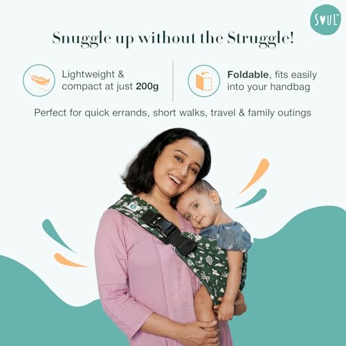 Soulslings Imbu Buckle Hip Sling Baby Carrier -100% Cotton - Forest | Baby Toddler Carrier | Baby Sling Carrier | Lightweight Sling Baby Carrier for Babies & Toddlers | Adjustable for 6 - 30 Months (Upto 20kg) - Image 3