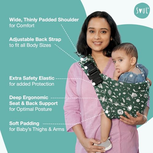 Soulslings Imbu Buckle Hip Sling Baby Carrier -100% Cotton - Forest | Baby Toddler Carrier | Baby Sling Carrier | Lightweight Sling Baby Carrier for Babies & Toddlers | Adjustable for 6 - 30 Months (Upto 20kg) - Image 5