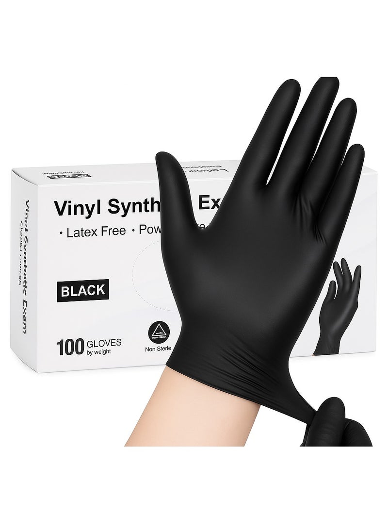 Generic Black Disposable Vinyl Gloves,Latex Free, Powder-Free for Medical, Cooking & Cleaning, Disposable Gloves for Household, Food safe, 100/Box  - Image 1