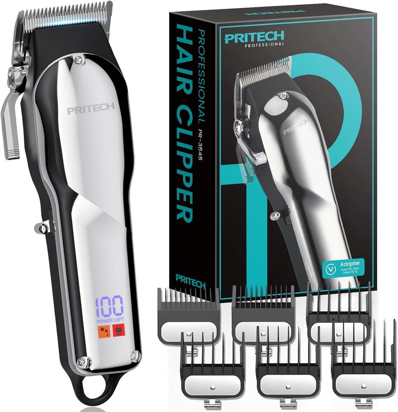 PRITECH Professional Hair Clippers for Men Professional Barber Clippers and Trimmer Set Mens Cordless Hair Clippers for Barbers Haircut Kit