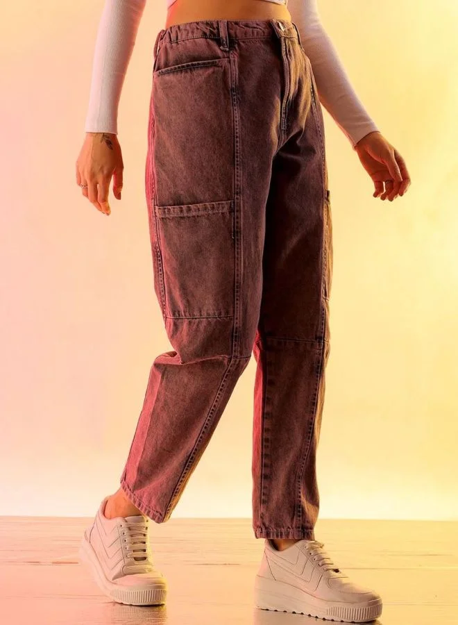 مرفوعة Women Relaxed Fit Solid High Rise Jeans