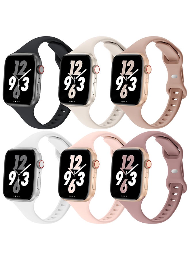 O Ozone Slim Thin Bands For Apple Watch Series 10 9 8 7 6 5 4 SE , 38/40/41/42mm, Soft Silicone Sport Smartwatch Strap- Multi1  - Image 1