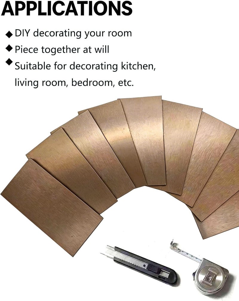 weimeisc 88-Piece Peel and Stick Backsplash Tile, PVC Aluminum Brushed Metal Silver Self Adhesive Tile for Kitchen, Bathroom ，Laundry Room, Fireplace, Stair Riser Decal (Copper) - Image 3