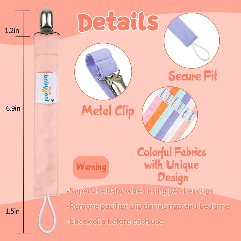 babygoal Baby Girl Pacifier Clips, 6 Pack Solid Color Pacifier Holder Clips for Boys and Girls Fits for Most Pacifier Styles and Binkies 6MP23 - Image 3