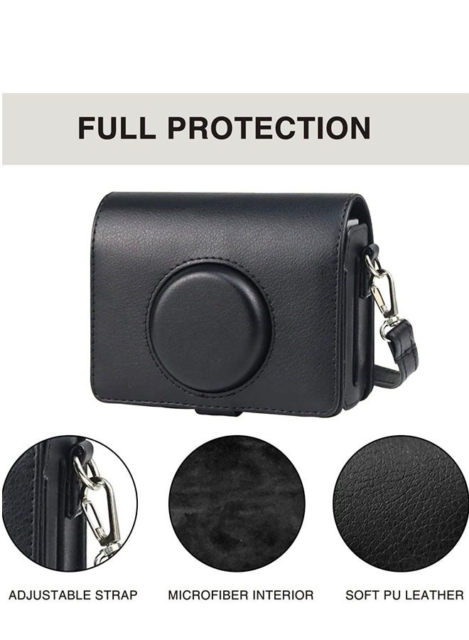 Case for Fuji Mini EVO - Vintage Horizontal PU Leather Camera Bag with Adjustable Shoulder Strap (Black Lychee Texture)  - Image 5