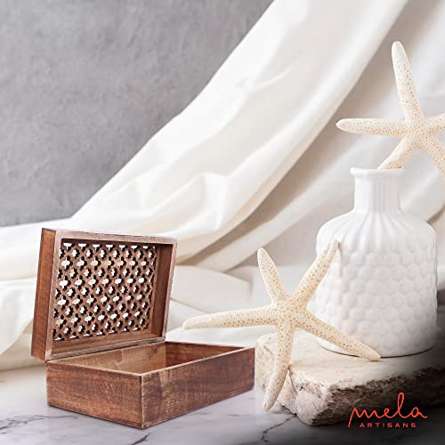 Mela Artisans Wooden Keepsake Box | Medium Polish Mango Wood Memory & Photo Storage Box with Hinged Lid | Decorative Storage Box | Large | 9x6x3.5 Inch - Image 5