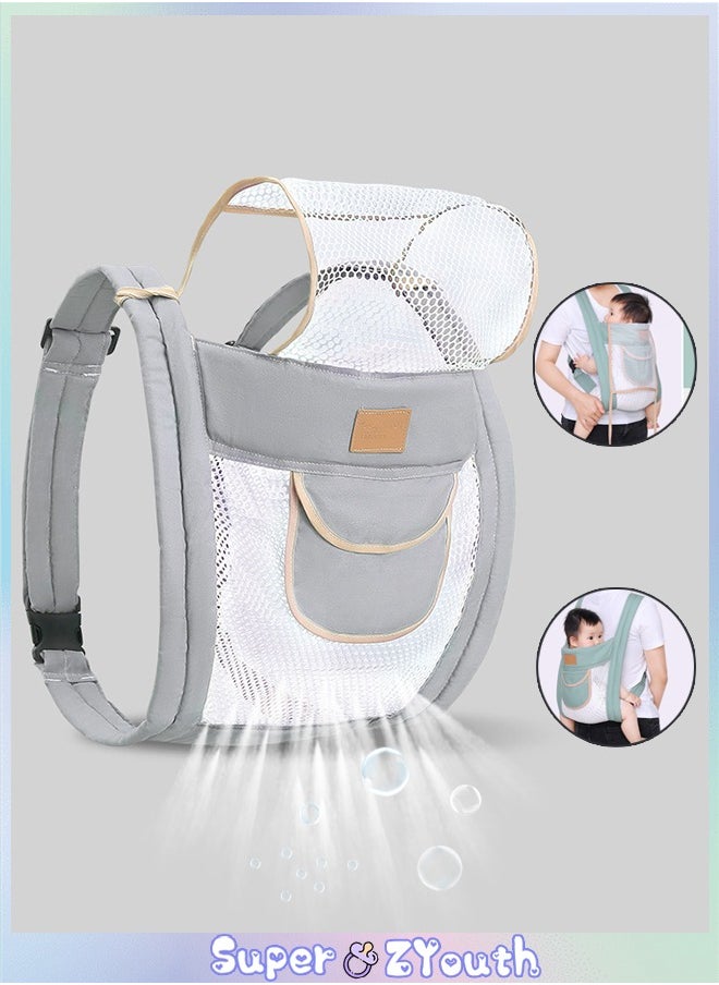 Super ZYouth Ergonomic Baby Carrier with Pocket, Double Layer Mesh Baby Sling for Newborn, Infant, Toddler, Baby Strap for all Seasons, Grey  - Image 1