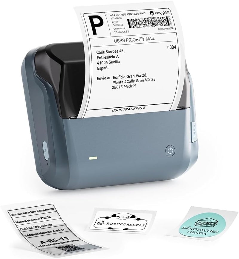 4 Inch Thermal Label Maker, B4 Bluetooth Label Printer for Shipping Packages, Small Business, Home, Office, Portable Sticker Maker with 1 Roll 4'' x6'' Label-20pcs/roll - Image 1