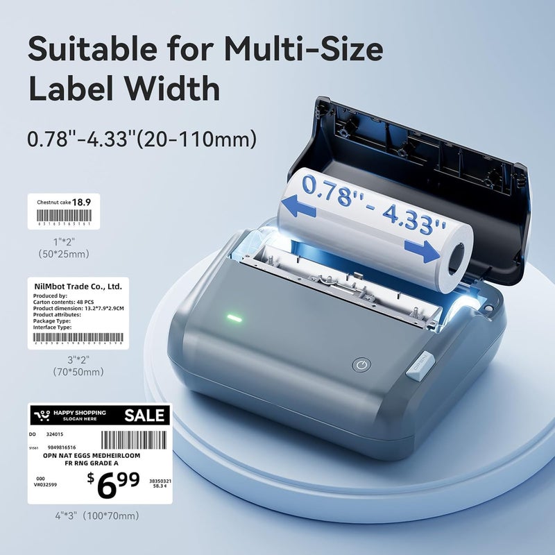 4 Inch Thermal Label Maker, B4 Bluetooth Label Printer for Shipping Packages, Small Business, Home, Office, Portable Sticker Maker with 1 Roll 4'' x6'' Label-20pcs/roll - Image 4