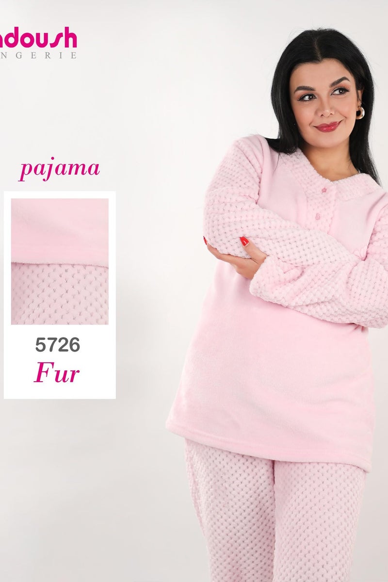 Dadoush Luxury Women's Winter Faux Fur Pajama Set - Winter Pajamas with Pants for Women - Women's Winter Pajamas to Enjoy the Winter Weather with Faux Fur from Daadoush - Image 3