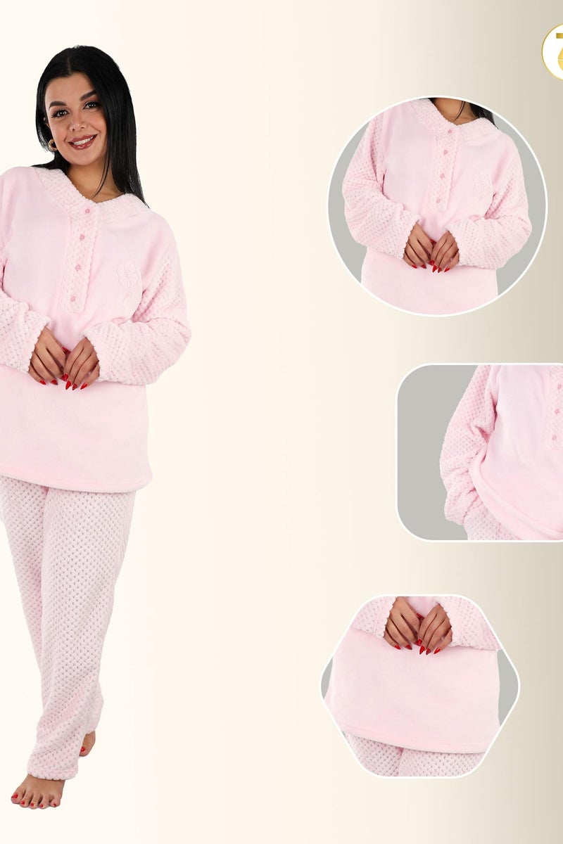 Dadoush Luxury Women's Winter Faux Fur Pajama Set - Winter Pajamas with Pants for Women - Women's Winter Pajamas to Enjoy the Winter Weather with Faux Fur from Daadoush - Image 4