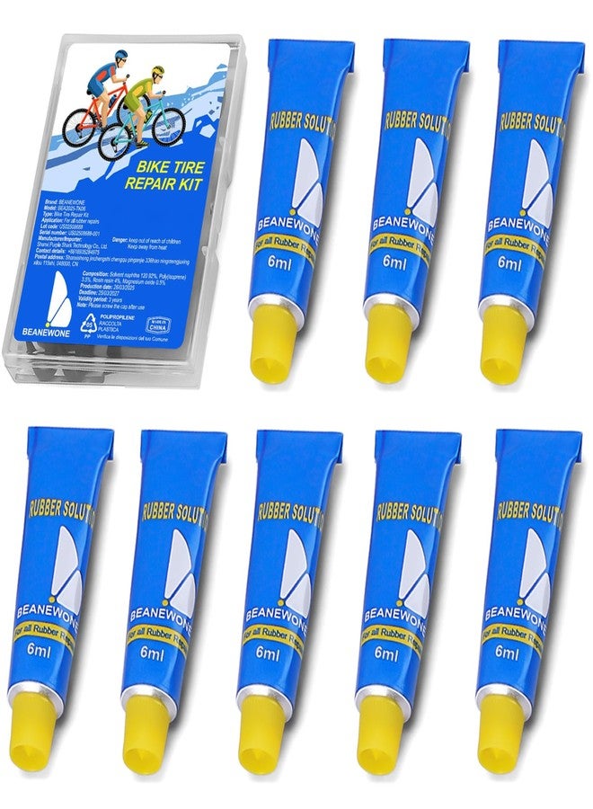 Beanewone Tire Repair Glue, 8 PCS Rubber Cement Tire Glue, High-Strength Vulcanizing Cement for Tire Patches - 6ml Tube (Refills) - Image 1
