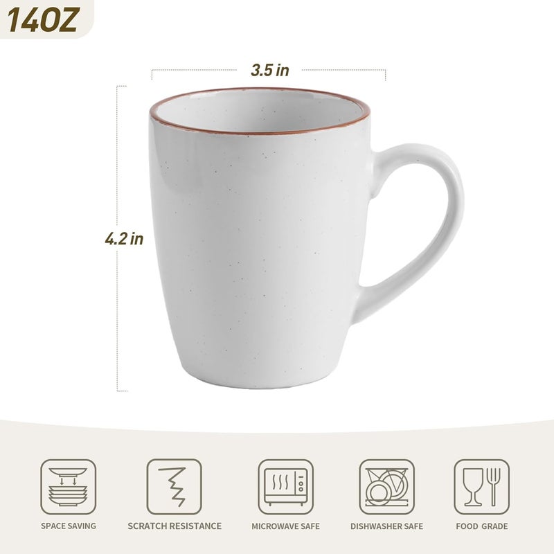 famiware Venus Coffee Mugs Set of 6, 14 oz Drinking Cups with Handle for Coffee, Tea, Cocoa, Milk - White - Image 4