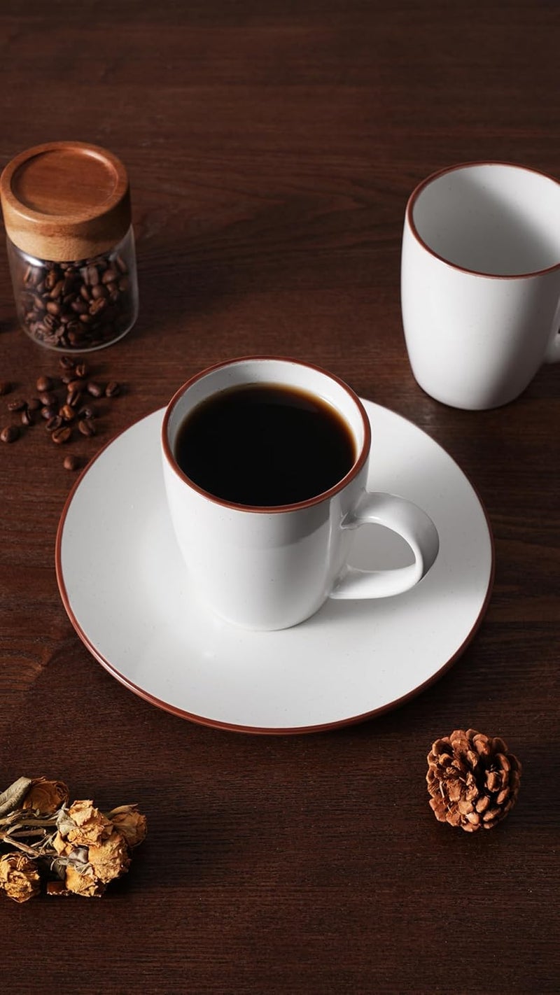 famiware Venus Coffee Mugs Set of 6, 14 oz Drinking Cups with Handle for Coffee, Tea, Cocoa, Milk - White - Image 2