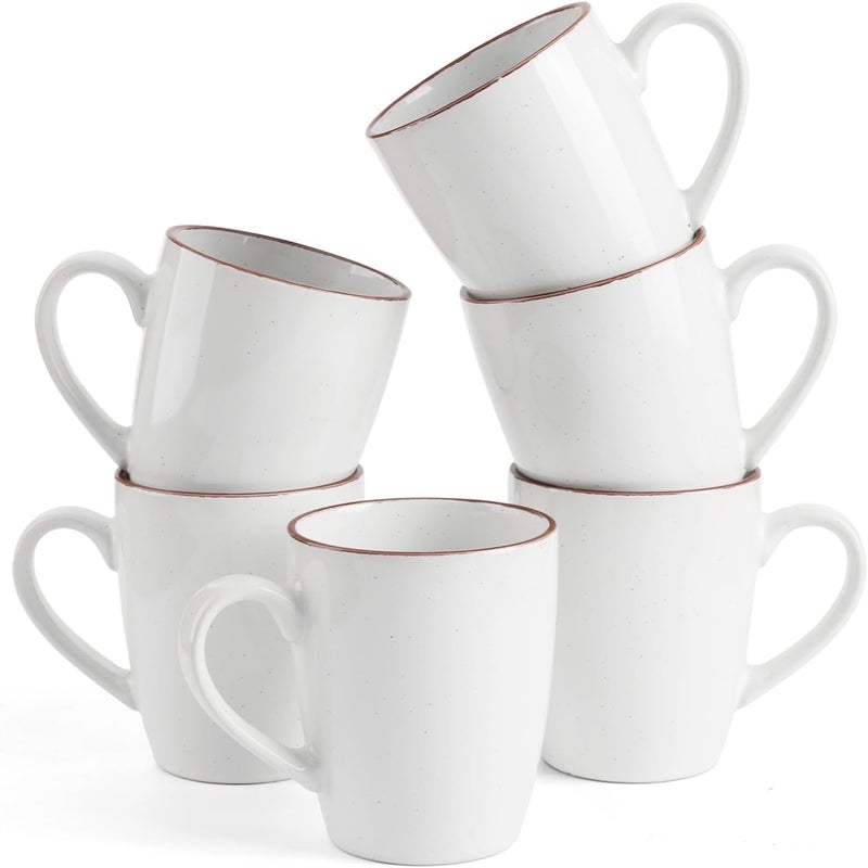 famiware Venus Coffee Mugs Set of 6, 14 oz Drinking Cups with Handle for Coffee, Tea, Cocoa, Milk - White - Image 1