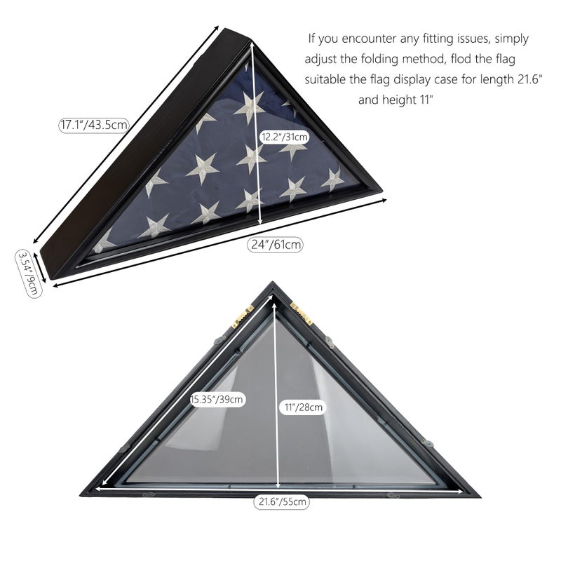ARRAWIS Durable Flag Display Case - Personalized Tribute, Wall-Mount or Tabletop Clear Glass Front Protects and Displays 5 X 9.5 FT Burial Flag Perfect for Honoring Military Service (Mahogany) - Image 2