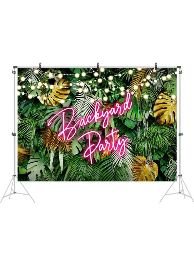 Ticuenicoa 7×5ft Backyard Party Backdrop Hawaiian Tropical Aloha Palm Leaves Backyard BBQ Birthday Background Pink Neon Jungle Green Leaves Photography Backdrops Party Decorations Photo Booth Props  - Image 2