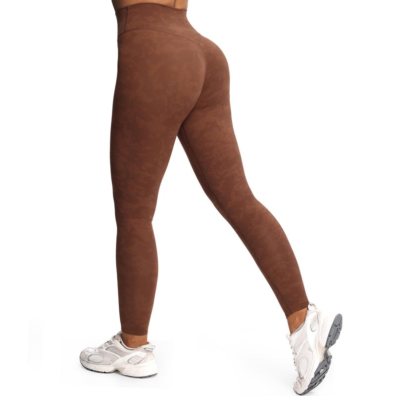 Aoxjox High Waisted Workout Leggings for Women Tummy Control Buttery Soft Yoga Metamorph Deep V Pants 26" (Cloud Brown, Small) - Image 3