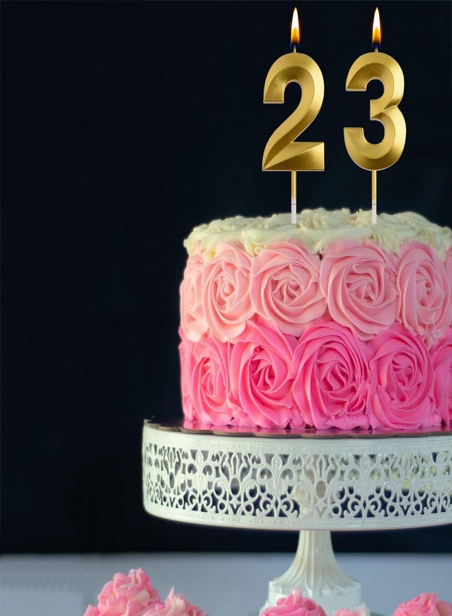 AOOLADA 23rd 32nd Birthday Candles, Gold 32 23 Year Old Number Birthday Candles, Happy Birthday Party Decorations Cake Topper Gifts for Men Women - Image 4